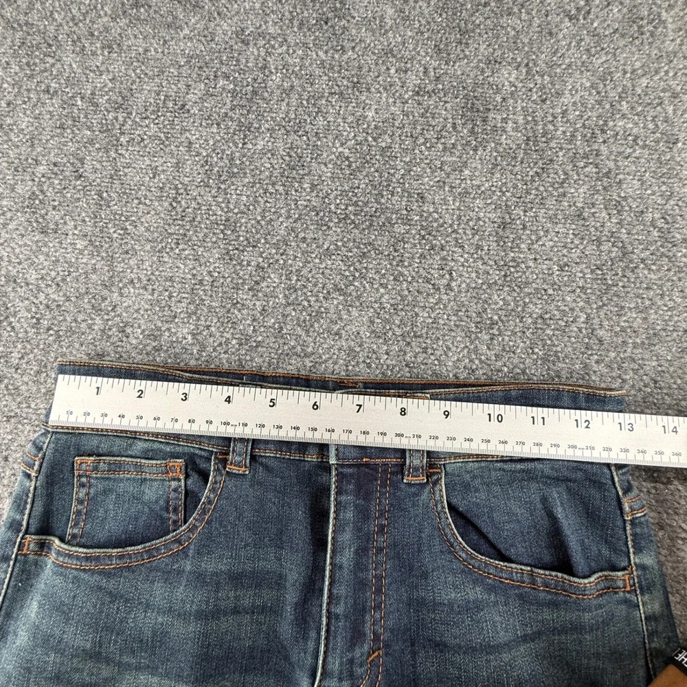 Ring of Fire Sustainable Denim Slim Moto Jeans Dark Wash Ribbed Thigh Size 12